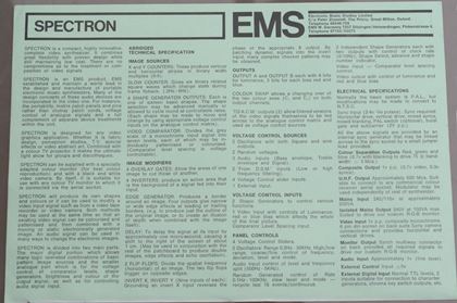 Ems-EMS Spectron video synth flyer